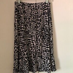 Women’s Y2k fall Choices Black and White abstract A-Line slinky Midi Skirt